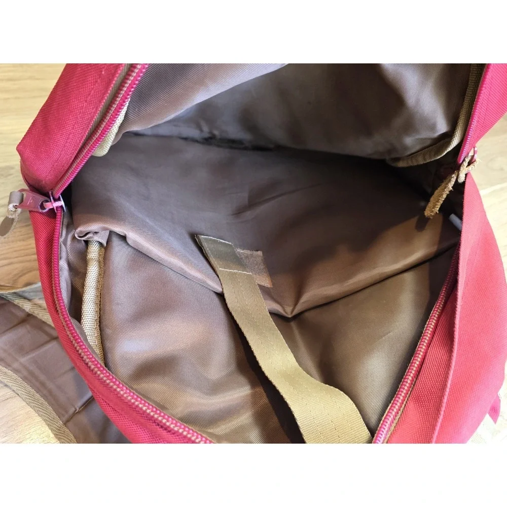 Poler‎ Outdoor Stuff Backpack Red Canvas Brown Leather Portland Oregon